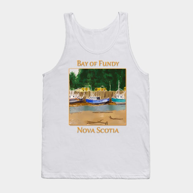 Boats high and dry at low tide in the Bay of Fundy at St Martins Tank Top by WelshDesigns